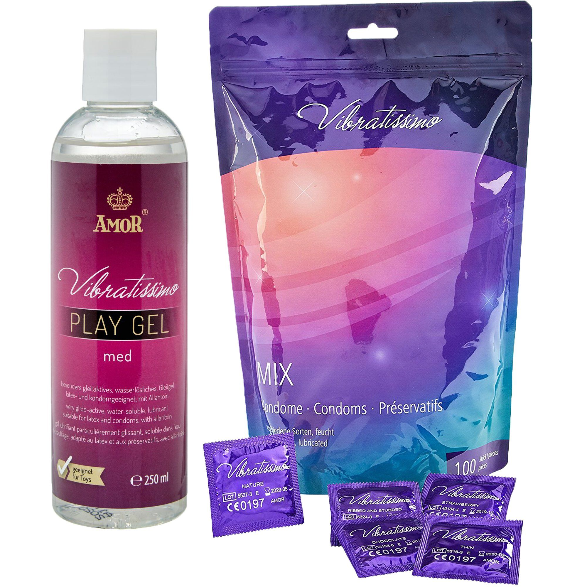 Vibratissimo Kondome Mix + Play Gel Set