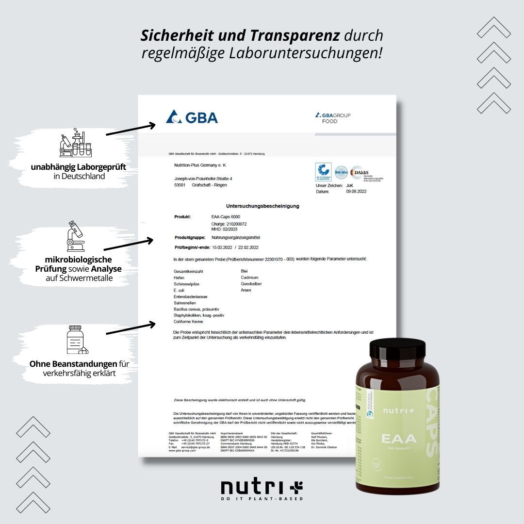 nutri+ EAA Kapseln - 9 Essentielle Aminosäuren Komplex