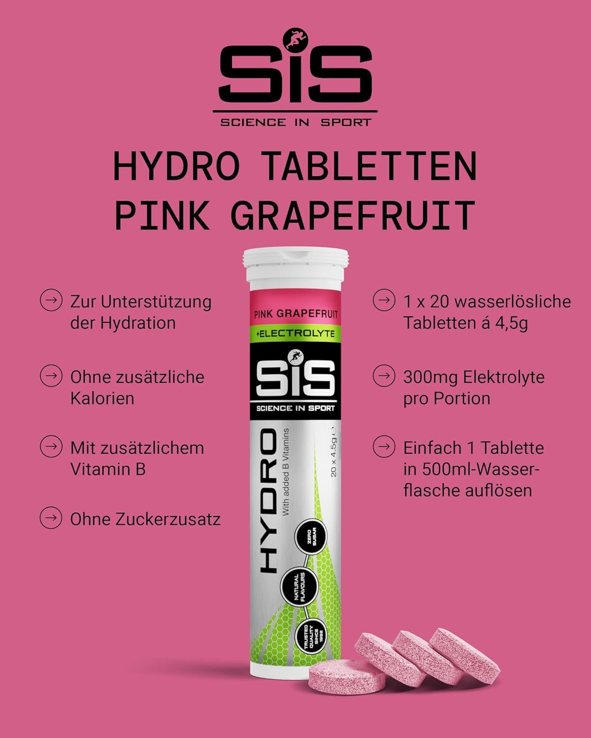Science in Sport HYDRO Tabletten Pink Grapefruit