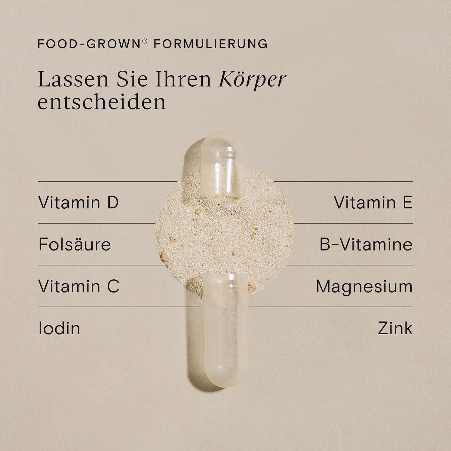 Braune Glasflasche mit Etikett 'Pregnancy + New Mother Support', 60 Kapseln.
