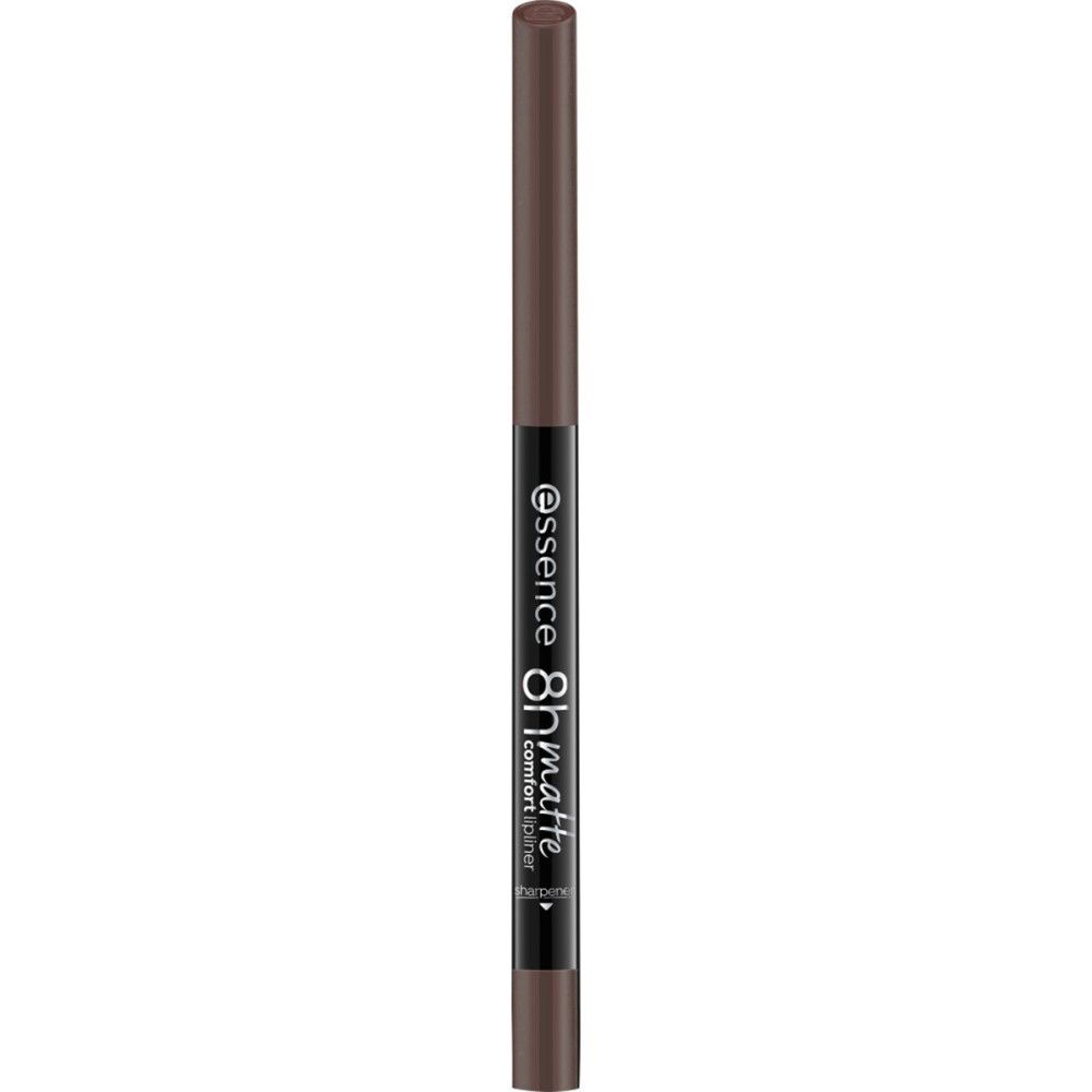 Lippenstiftstift mit braunem Gehäuse. Aufschrift: Essence, 8h matte comfort.