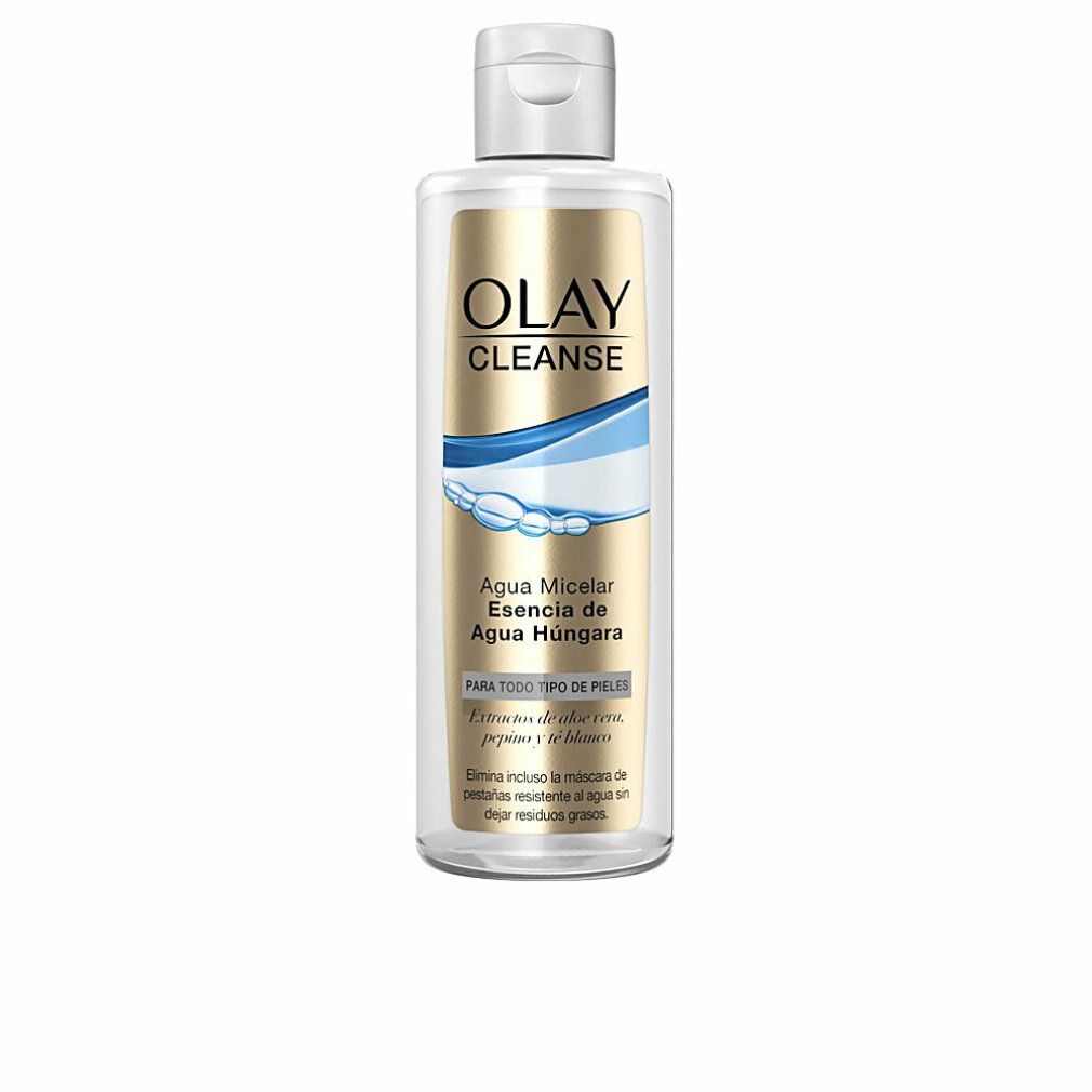 Klare Flasche mit weißem Deckel. Etikett mit "Olay Cleanse" und Produktbezeichnung in spanischer Sprache.