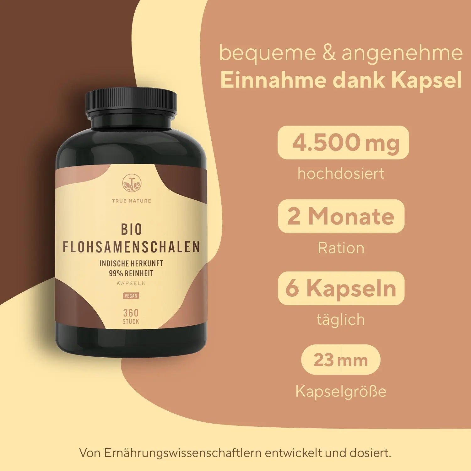 TRUE NATURE® Bio Flohsamenschalen Kapseln - Vegan & Made in Germany