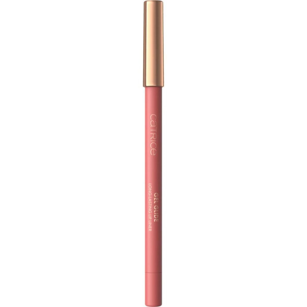 Catrice Gel Glide Long-Lasting Lipliner. Rosa Lipliner mit goldener Kappe. Produktansicht.