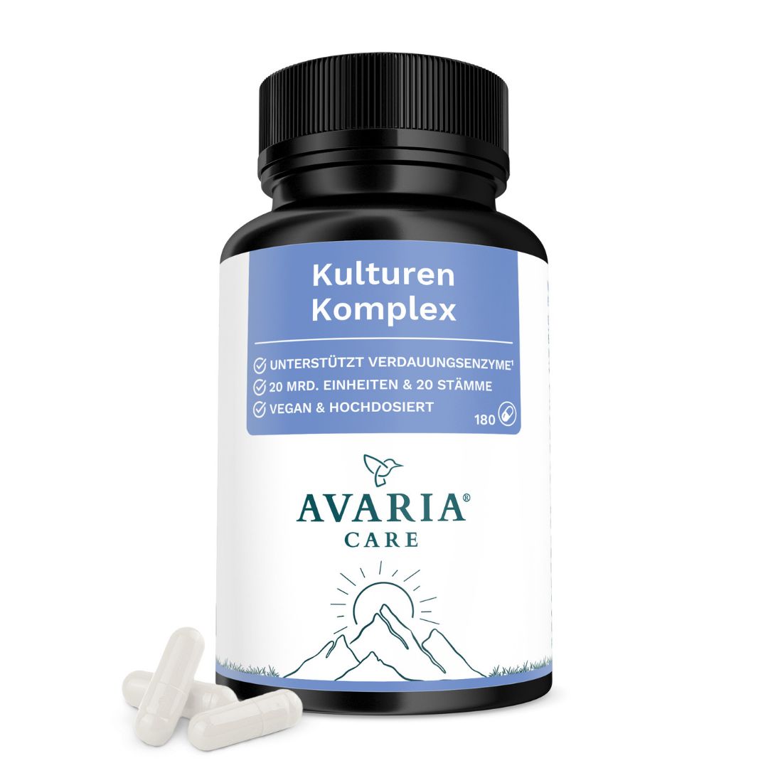 AVARIA CARE® Kulturen Komplex – 20 Bakterienstämme – hochdosiert – mit Calcium & Inulin – vegan