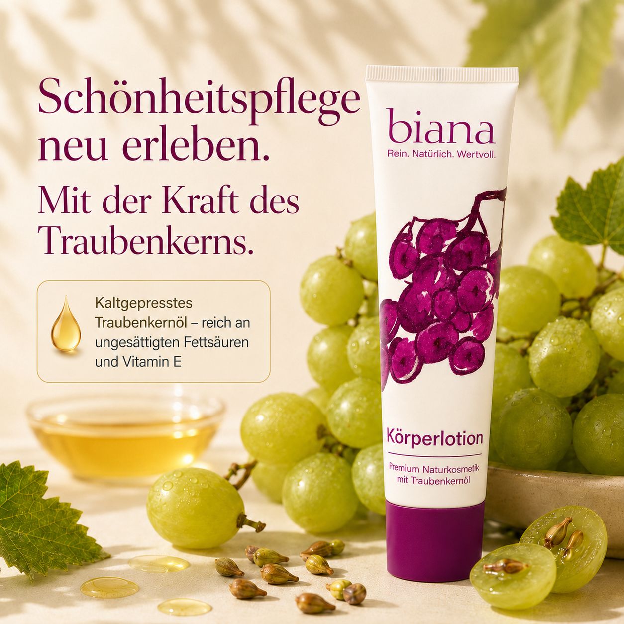 biana Körperlotion – Premium Naturkosmetik mit Traubenkernöl OPC
