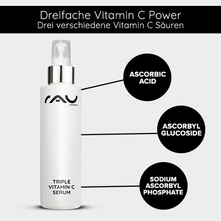 RAU Cosmetics Triple Vitamin C Serum - dreierlei Vitamin C mit insgesamt 11% Vitamin C Säuren