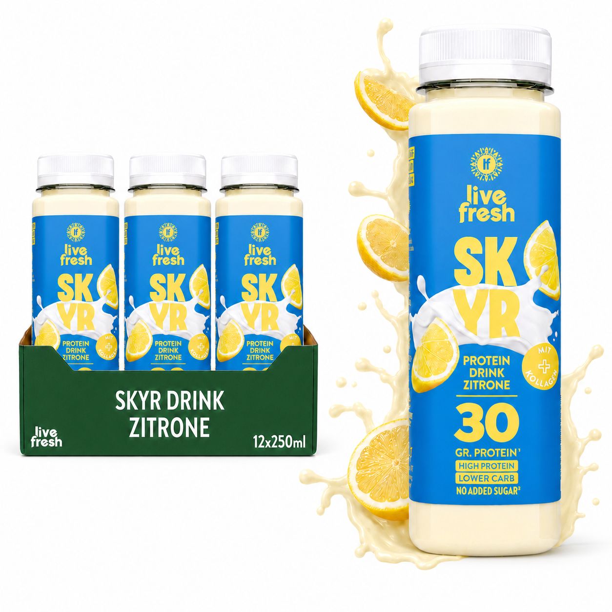 LiveFresh Skyr High Protein Drink - Zitrone -  Proteinshake Alternative  - 3,00€ Pfand