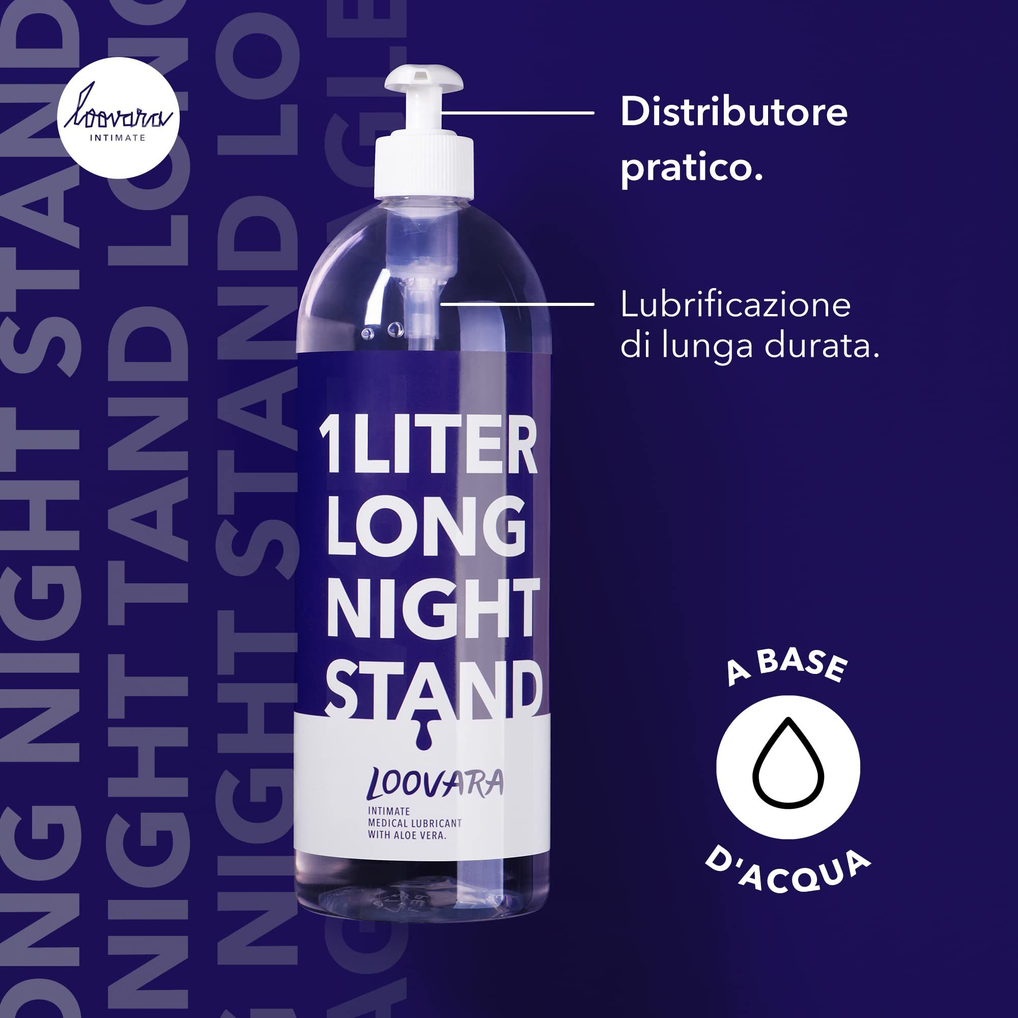 1-Liter-Flasche Loovara Long Night Stand Gleitmittel mit Pumpspender. Wasserbasierte Formel.