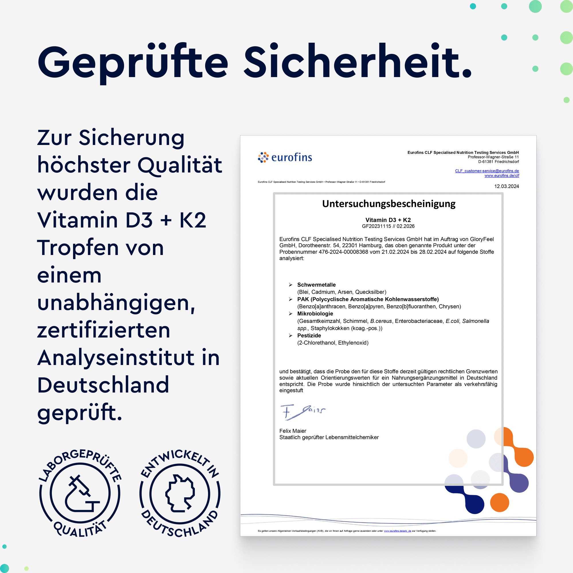 gloryfeel® Vitamin D3 K2 (K2VITAL® von Kappa) Tropfen