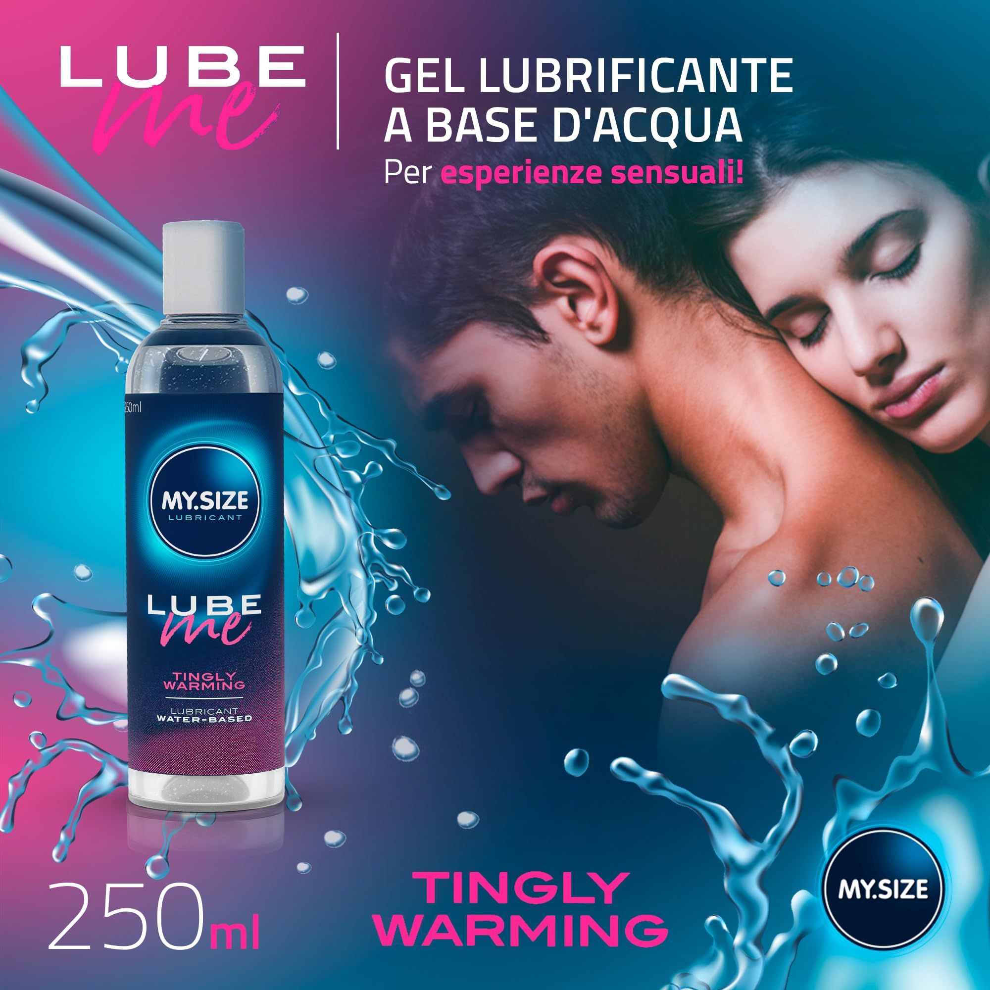 MY.SIZE Lube Me Premium Gleitgel Tingly Warming, 250 ml Flasche.