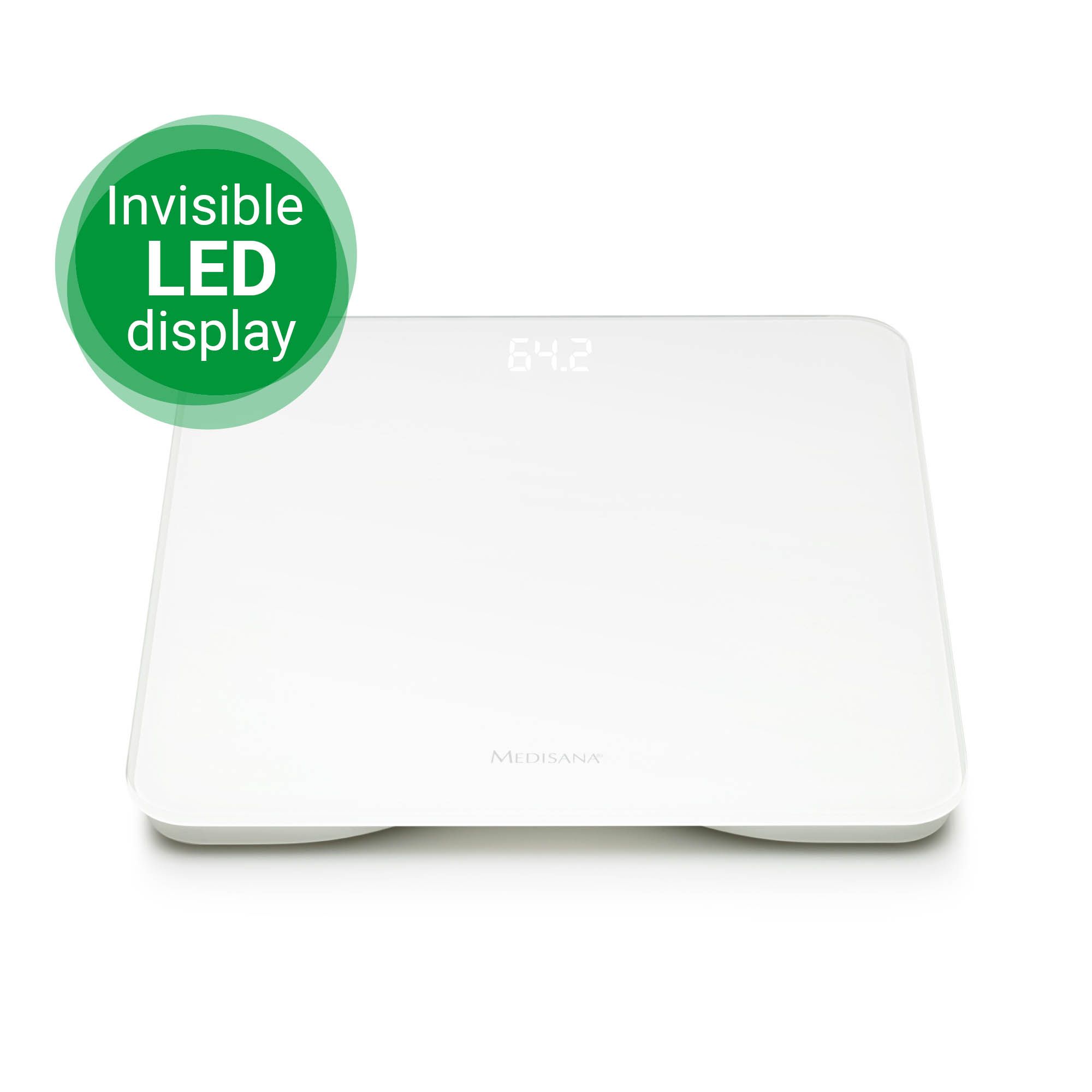 medisana PS 435 digitale Personenwaage mit Glasoberfläche und unsichtbarem LED-Display