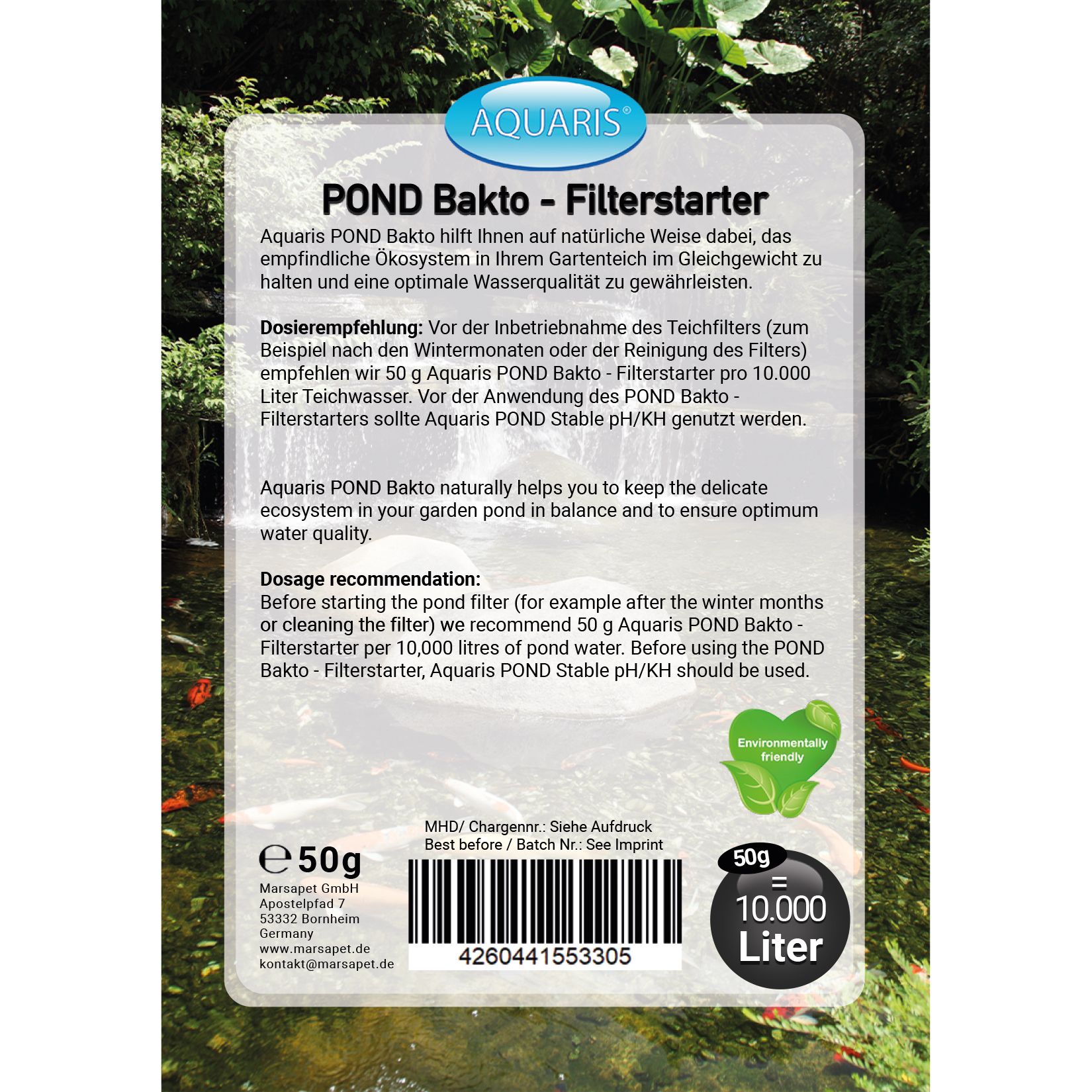 AQUARIS Teichpflege-Produkte für Teichfische - POND Bakto Filterstarter