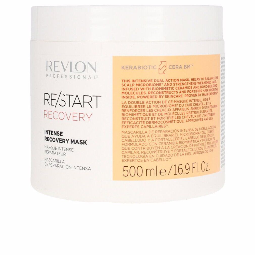 Weißer Tiegel mit Aufschrift RE/START RECOVERY. Text: Intense Recovery Mask. 500 ml.