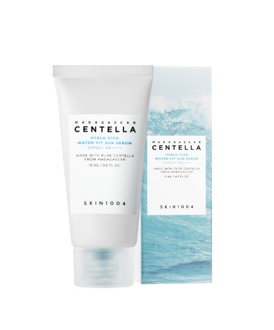 Weiße Tube mit Madagaskar Centella Hyalu-Cica Water-Fit Sun Serum, SPF50+ PA++++, 75ml.