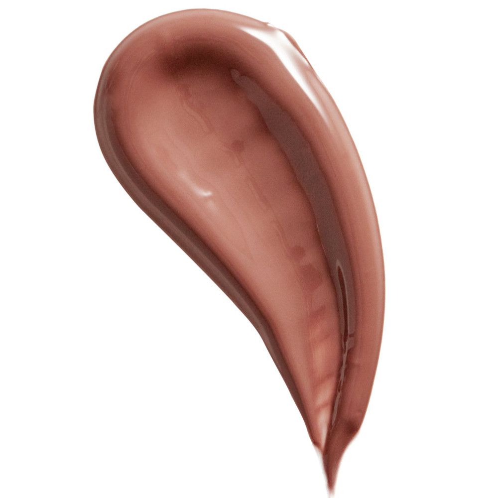 Brauner Lippenstift-Swirl. Glänzende Textur. Tropfenförmig auf weißem Hintergrund.