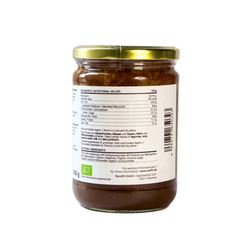 nur.fit BIO Haselnuss Schoko Kokos Créme