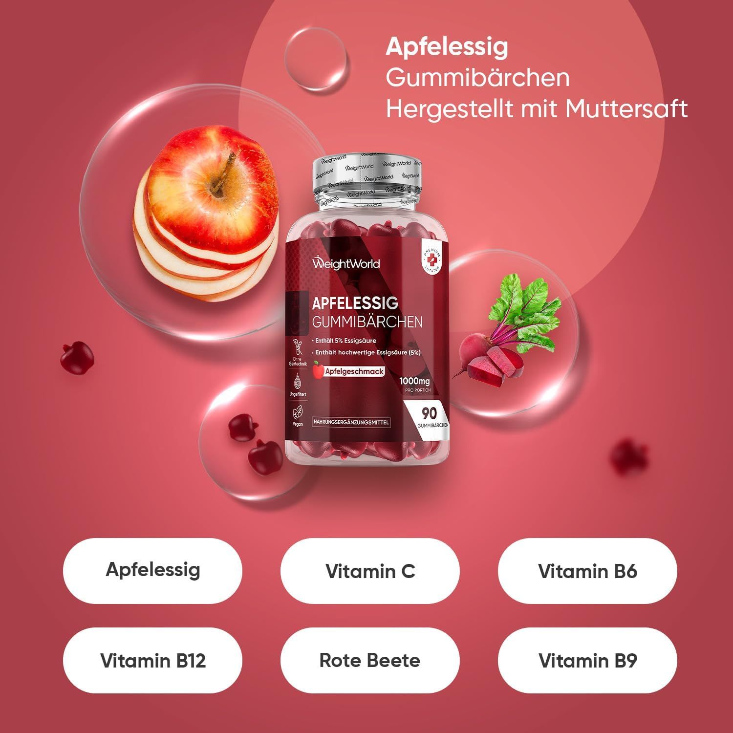 WeightWorld Apfelessig Gummibärchen 1000mg V2603-4864