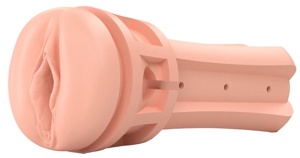 Rosa-farbene, anatomisch geformte Öffnung mit inneren Strukturen. Mit Öffnung für einen Stift.