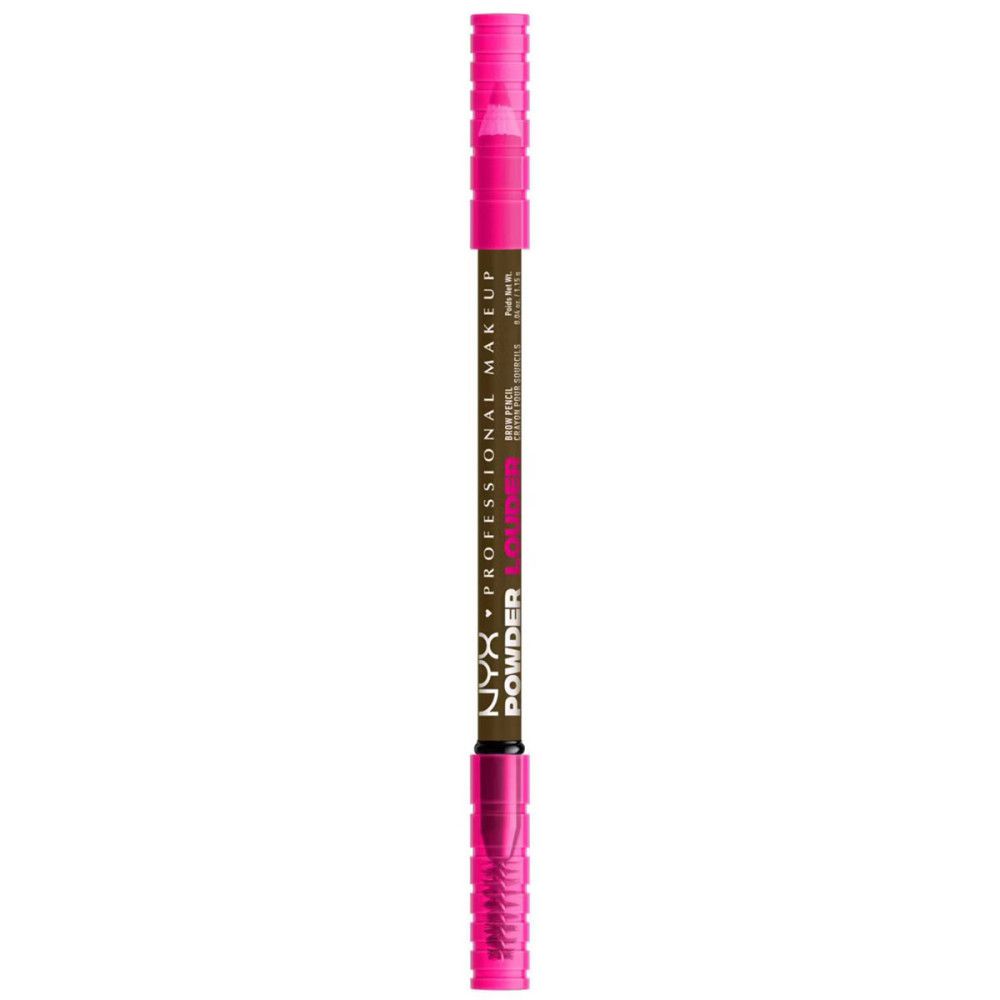 Nyx Powder Louder Augenbrauenstift in Braun mit pinken Kappen.