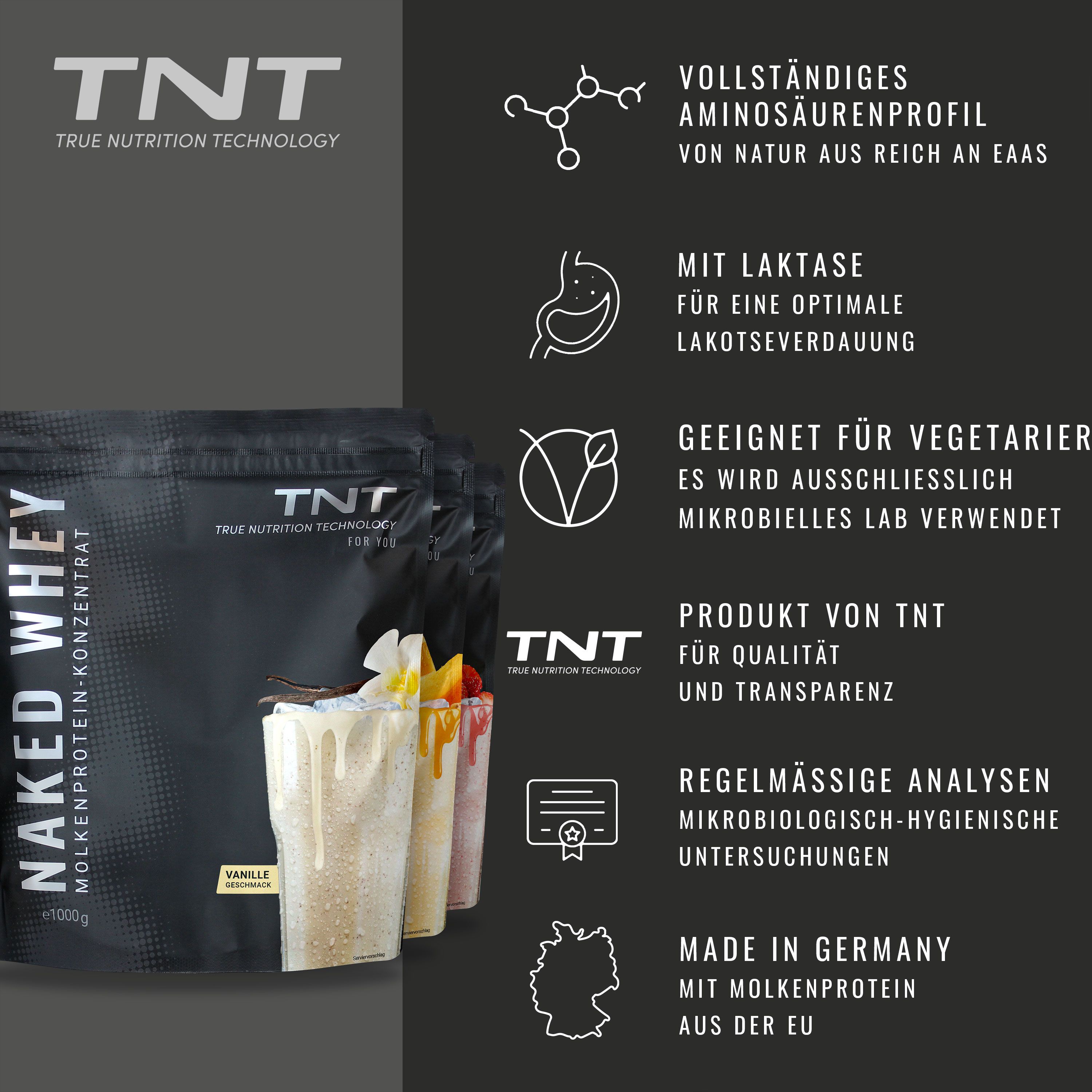 TNT Naked Whey - Molkenproteinkonzentrat mit Laktase