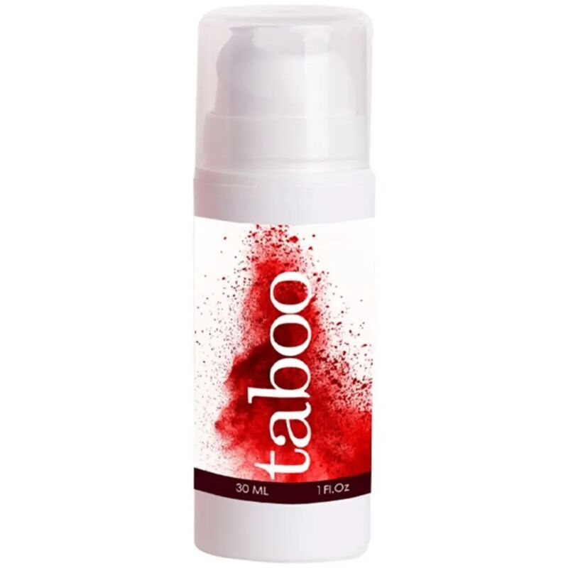 Weiße Flasche mit rotem Aufdruck "taboo". Unten steht "30 ml" und "1 Fl.Oz".
