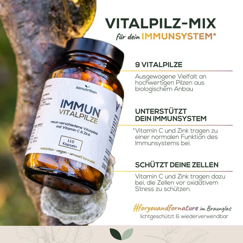 Sanutrition® - Immun Vitalpilze | mit Chaga, Reishi, Löwenmähne, Shiitake, Maitake etc.