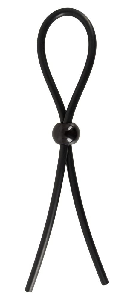 Schwarze, ringförmige Vorrichtung mit einer Kugel in der Mitte. Das Objekt hat eine längliche Form.