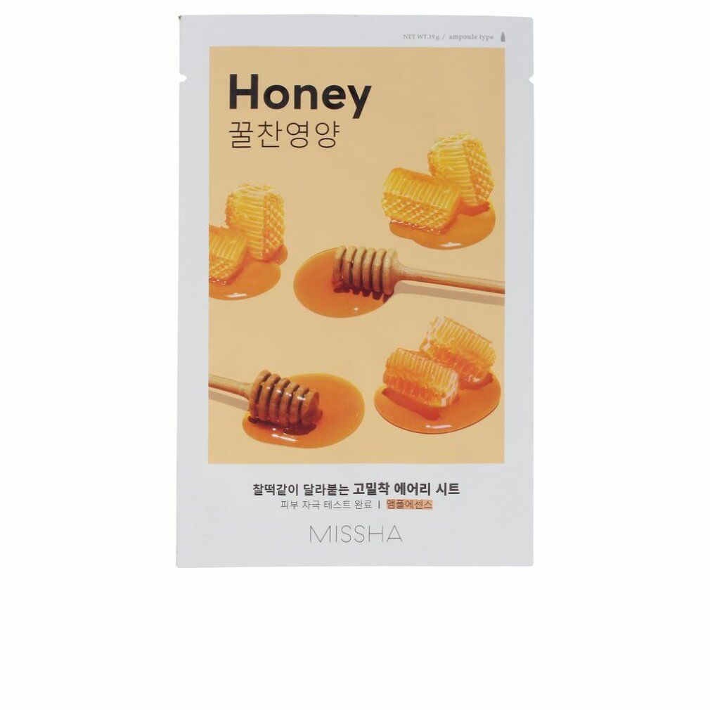 Missha Air Fit Sheet Mask Honey: Packung mit Honigwaben und Honigdippern.