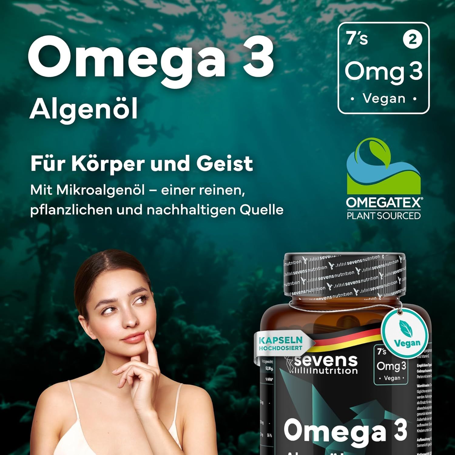 SEVENS NUTRITION Omega 3 Vegan aus Algenöl Premium Kapseln
