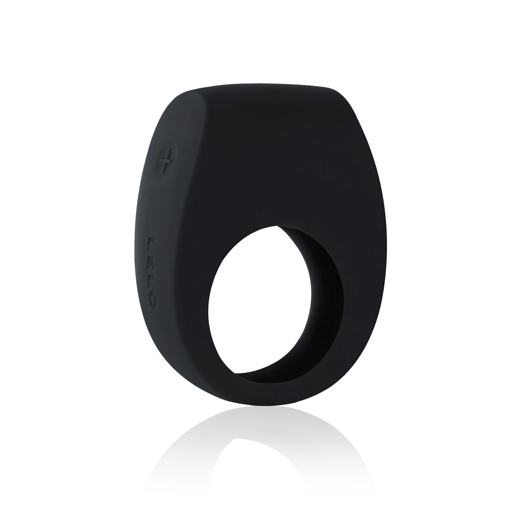 Schwarzer Lelo Tor 2 Vibrationsring mit Ladeanschluss und Markensymbol.