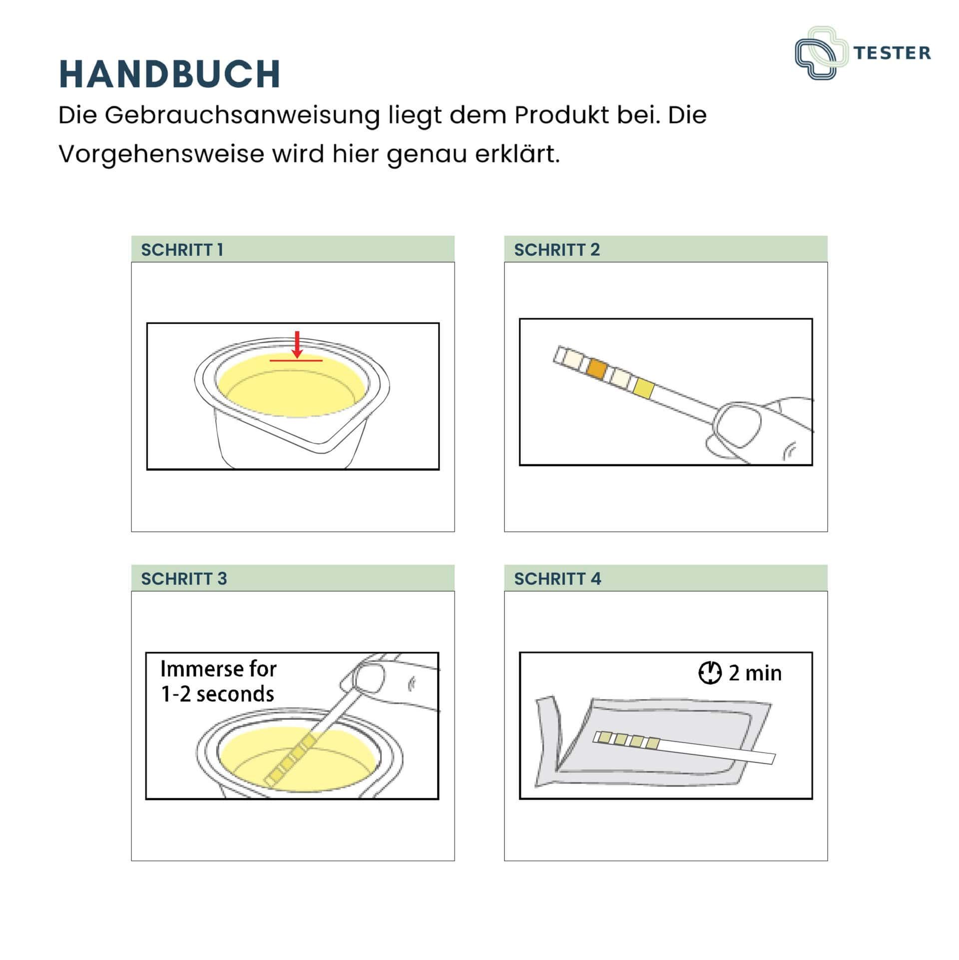 Handbuch für einen Blasenentzündung-Test mit Schritt-für-Schritt-Anleitung.
