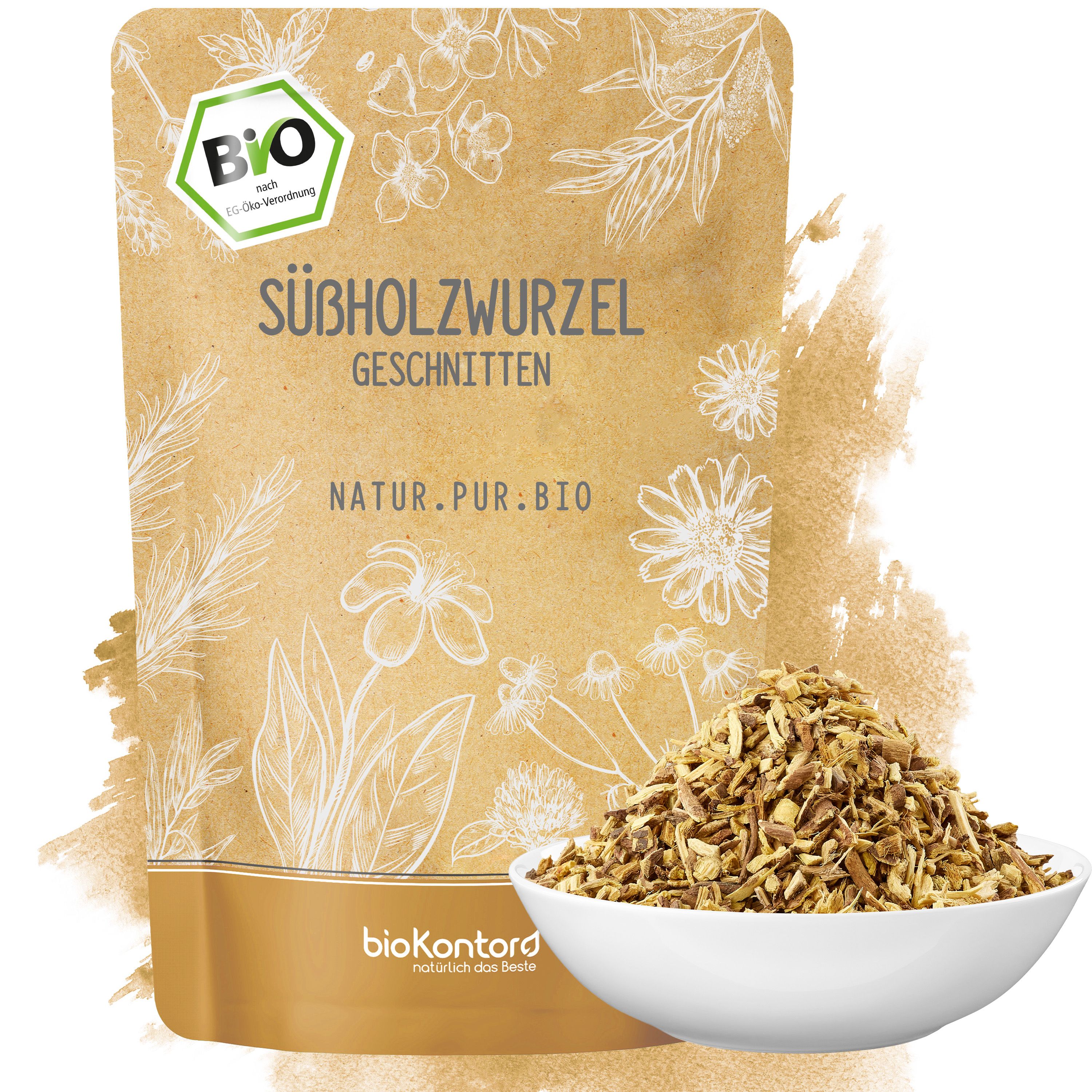 Bio-Süßholzwurzel-Tee: intensiv süß, würzig, mit Lakritzgeschmack. Ideal für Teezubereitung.