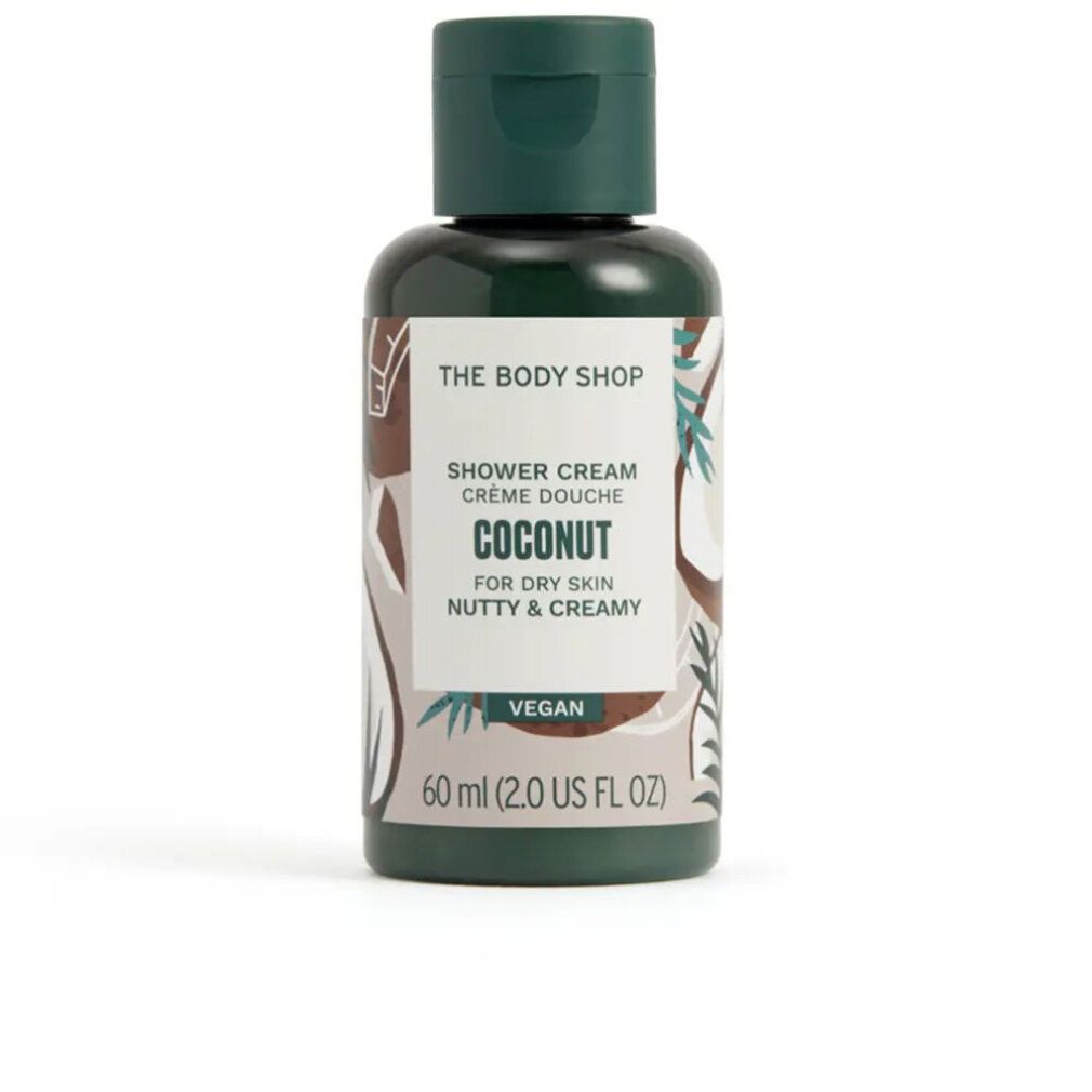 Grüne Flasche mit "Coconut Shower Cream". Vegan. 250 ml.