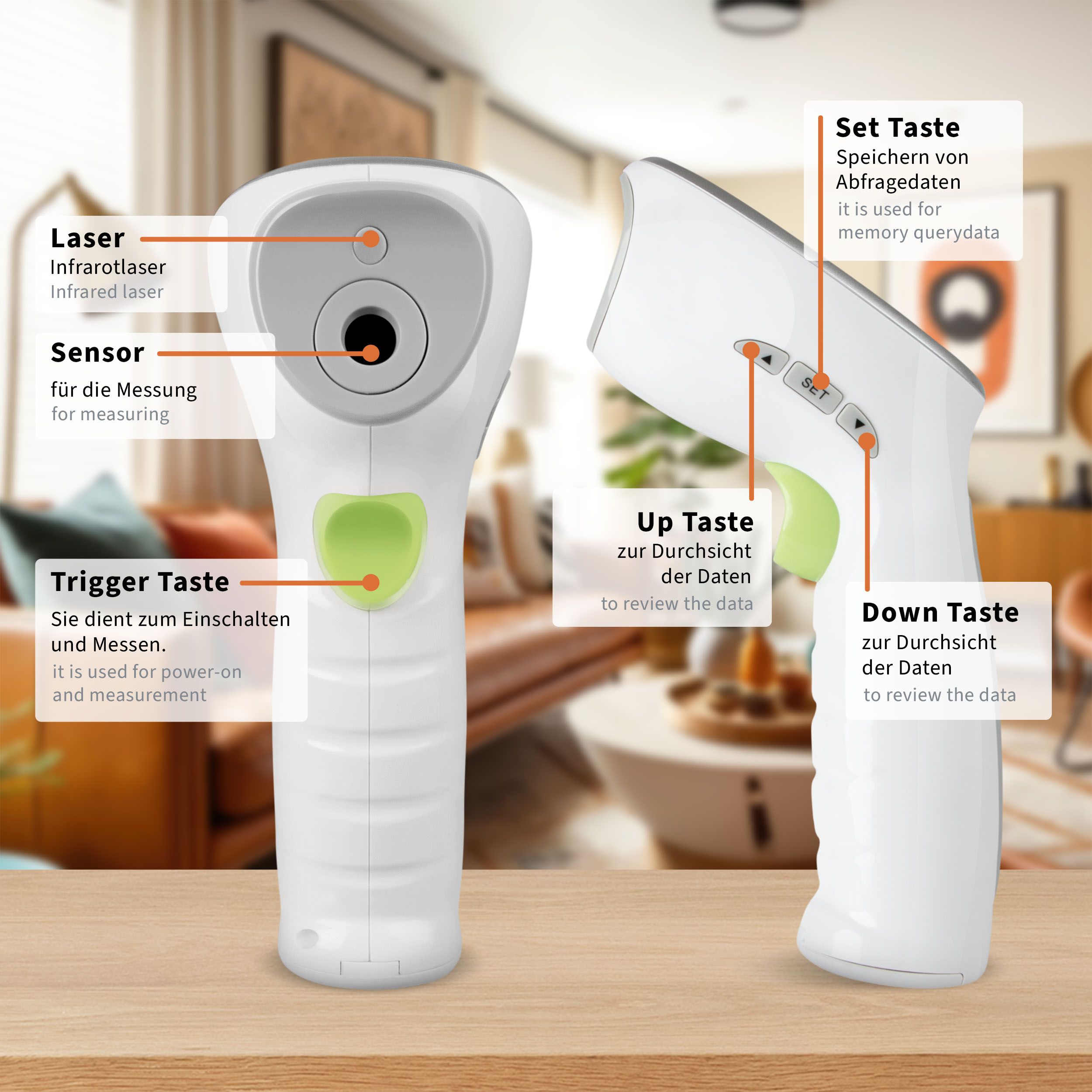 pulox Infrarot 2-in-1 Fieberthermometer Oberflächenthermometer