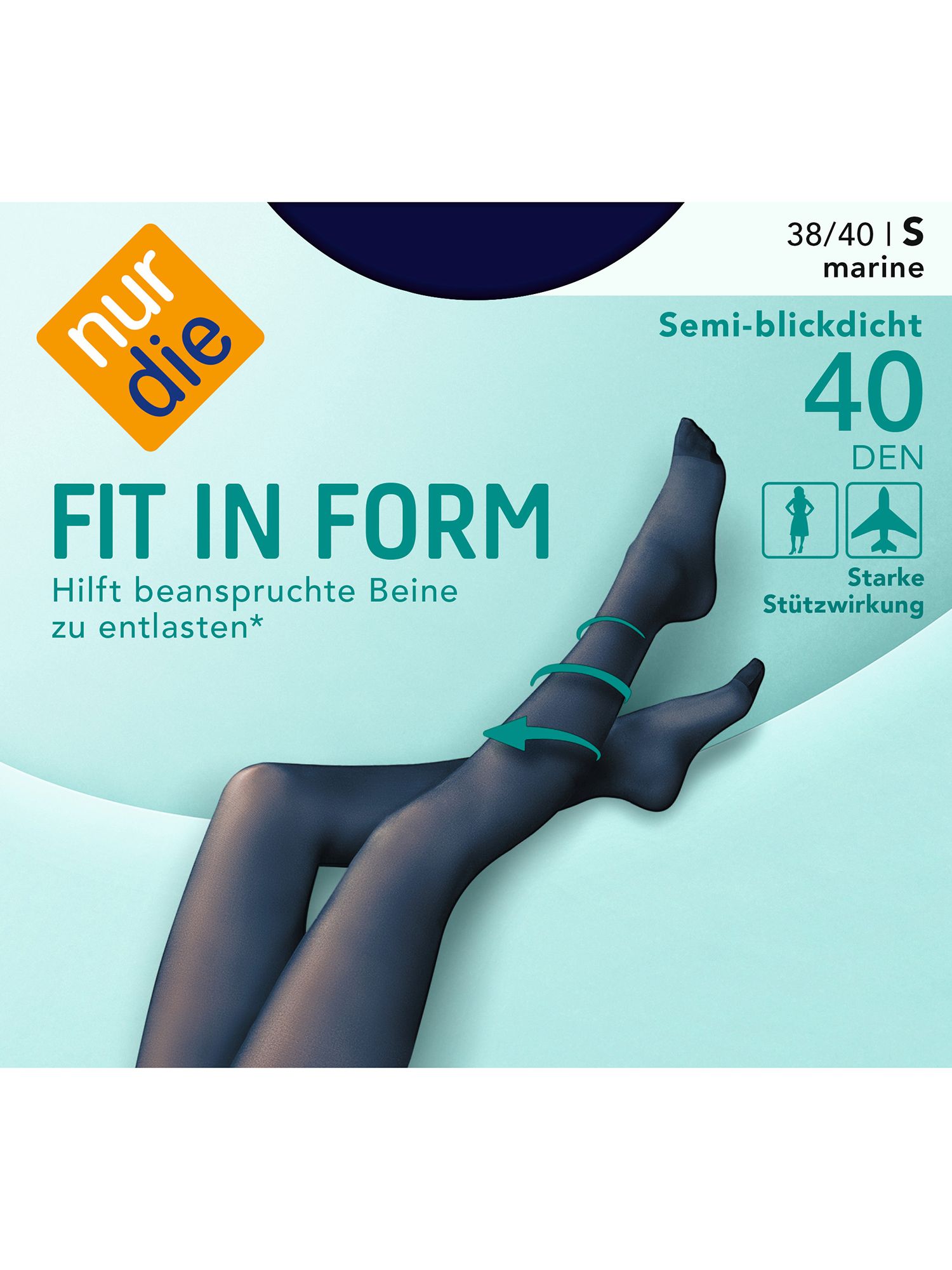 NUR DIE Strumpfhose Fit in Form 40 DEN - marine - 44-48