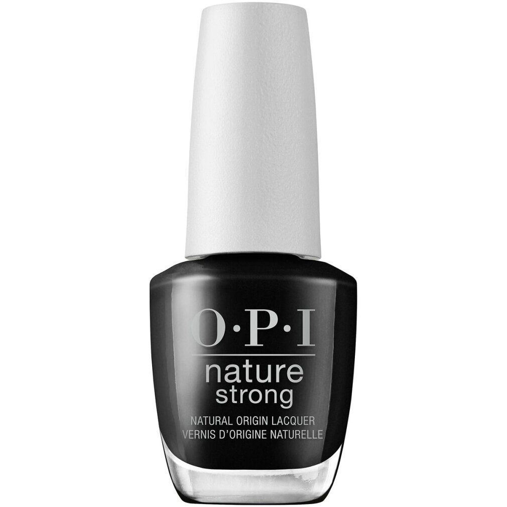 OPI Nature Strong Nagellack. Schwarze Flasche mit weißem Deckel. Aufschrift: Nature Strong, Natural Origin Lacquer.