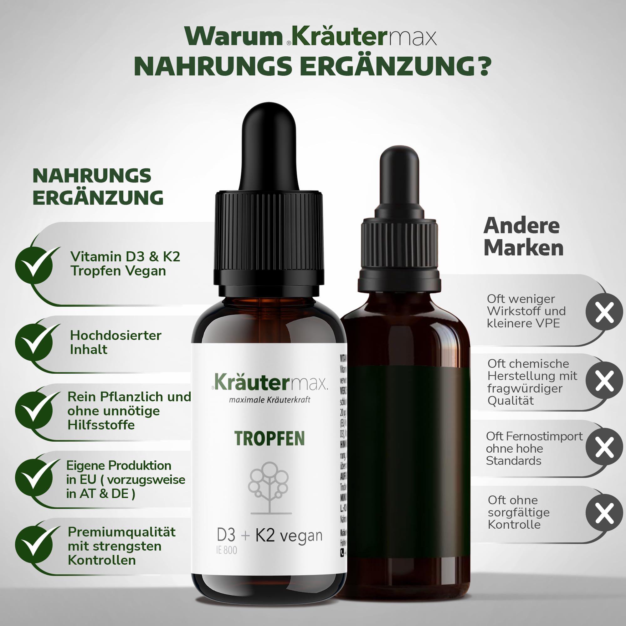 Kräutermax Vitamin D3 Und K2 Tropfen Vegan 800 Ie D3 Aus Flechten 50