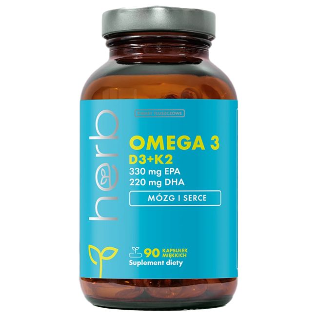 Herb Omega 3 D3+K2 Kapseln mit 330 mg EPA und 220 mg DHA. 90 Stück.