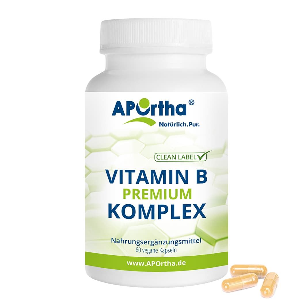 APOrtha Vitamin B Premium Komplex Kapseln, 60 vegane Kapseln.