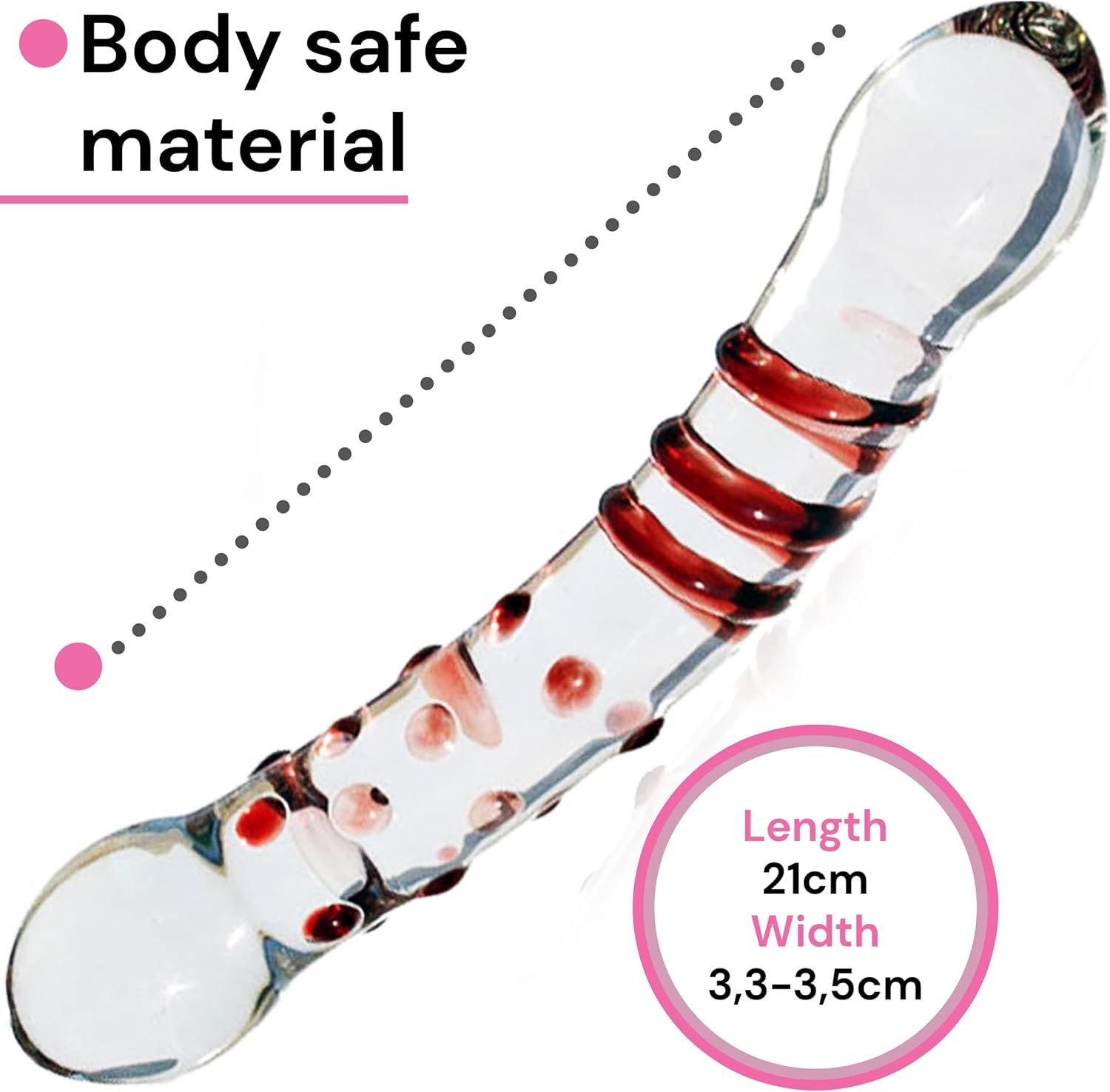FOPS Glass dildo Rot 21 cm ⌀3,5cm Doppeldilos
