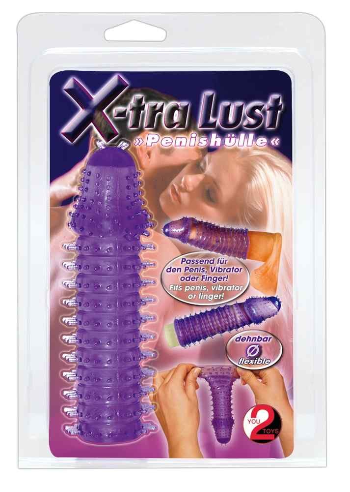 Lila Penisring mit Noppen, flexibel und dehnbar, in Blisterverpackung.