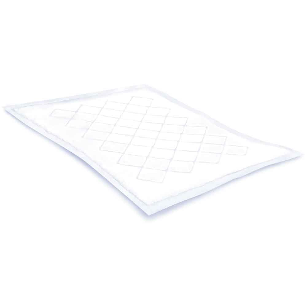 Weißes, rechteckiges Seni Soft Basic. Quadratisches Muster auf der Oberfläche. Produkt liegt leicht schräg auf weißem Hintergrund.