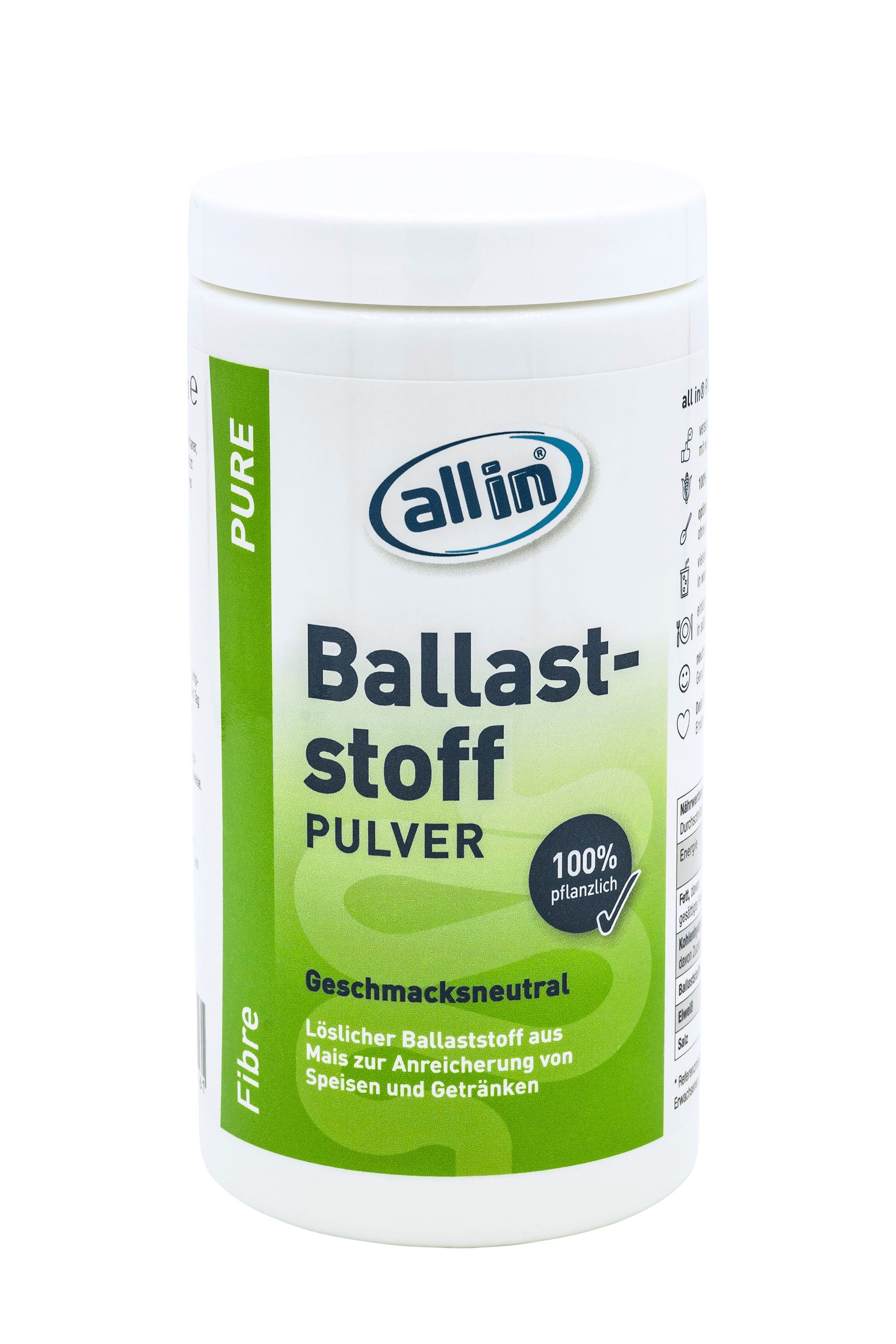 all in® PURE Ballaststoff Pulver geschmacksneutral
