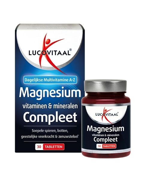 Lucovitaal Magnesium Compleet: Tagesmultivitamin A-Z mit 30 Tabletten in Box und Flasche.