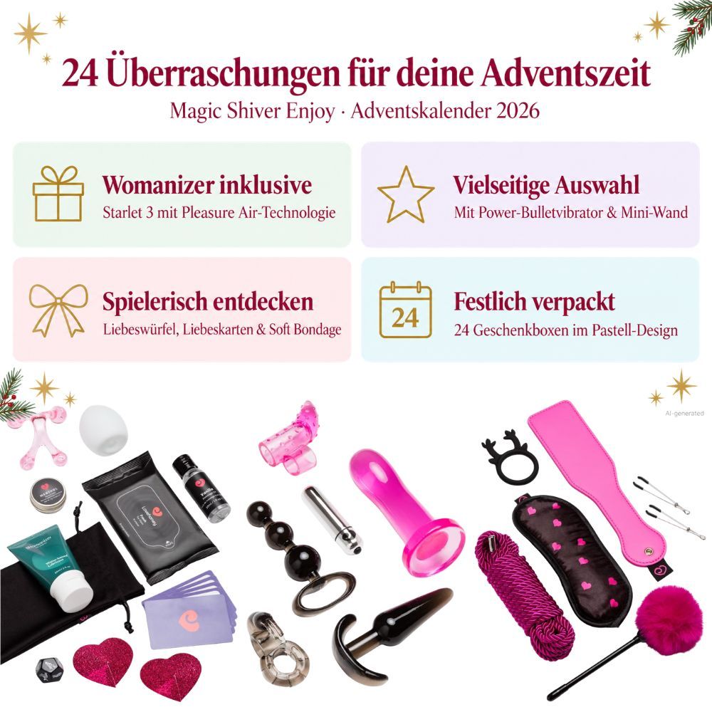 Adventskalender mit 24 Überraschungen, gefüllt mit verschiedenen Produkten.