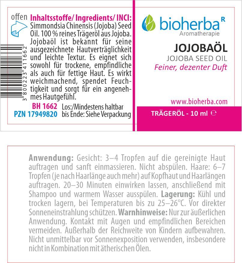 Etikett mit Produktinformationen und Logo. Text in deutscher Sprache. Weißer Hintergrund.