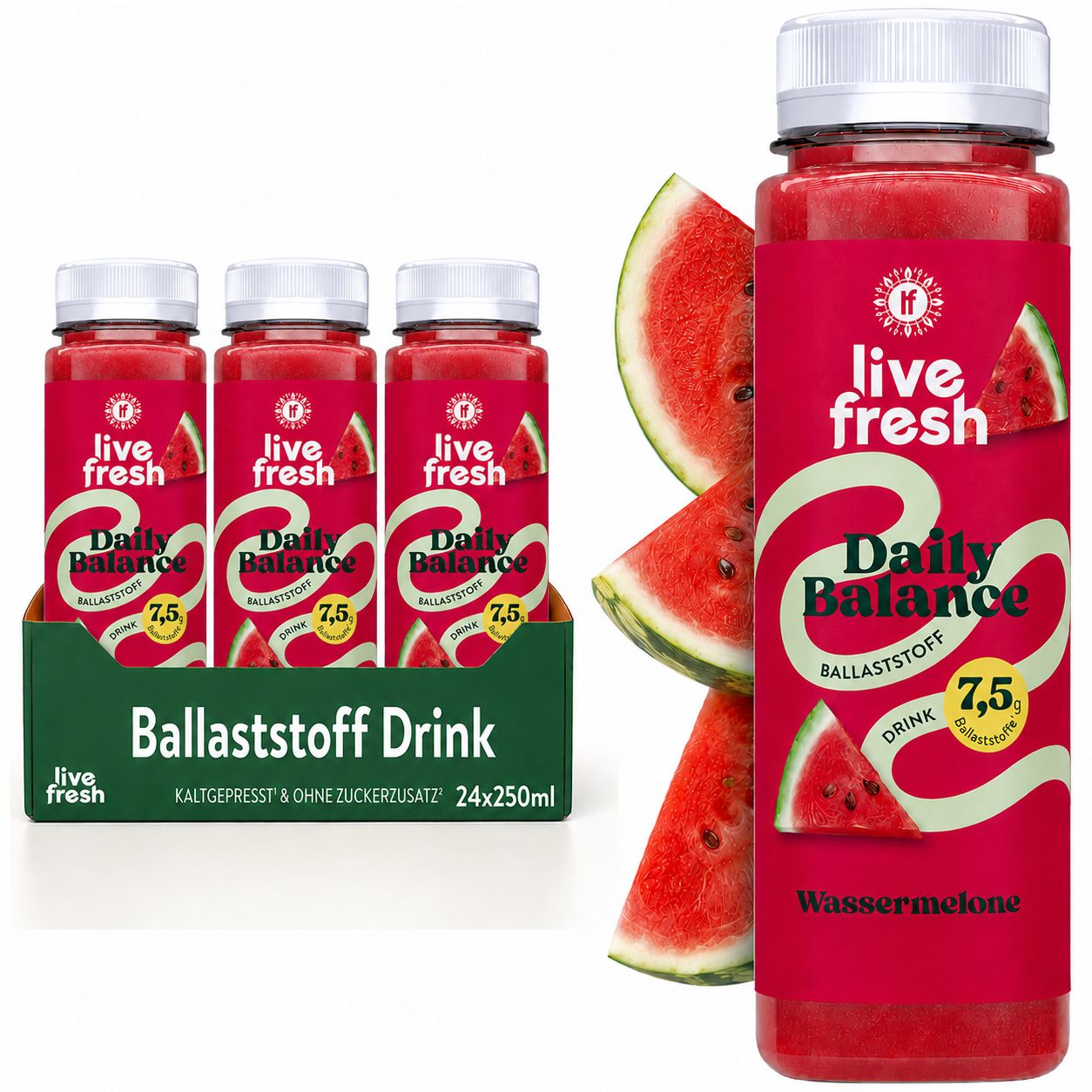 LiveFresh Ballaststoff Drink – Wassermelone