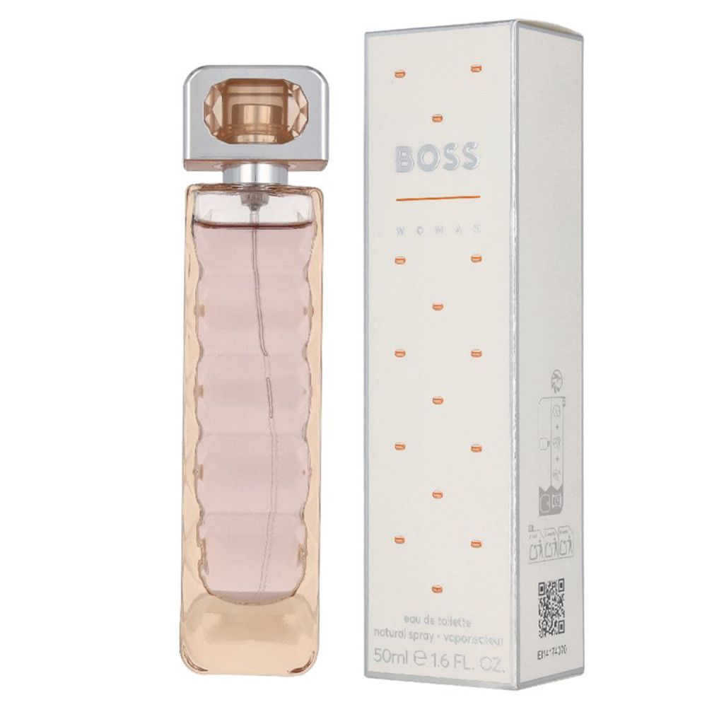 Hugo Boss Orange Woman Eau de Toilette, 50ml Flakon und Verpackung.