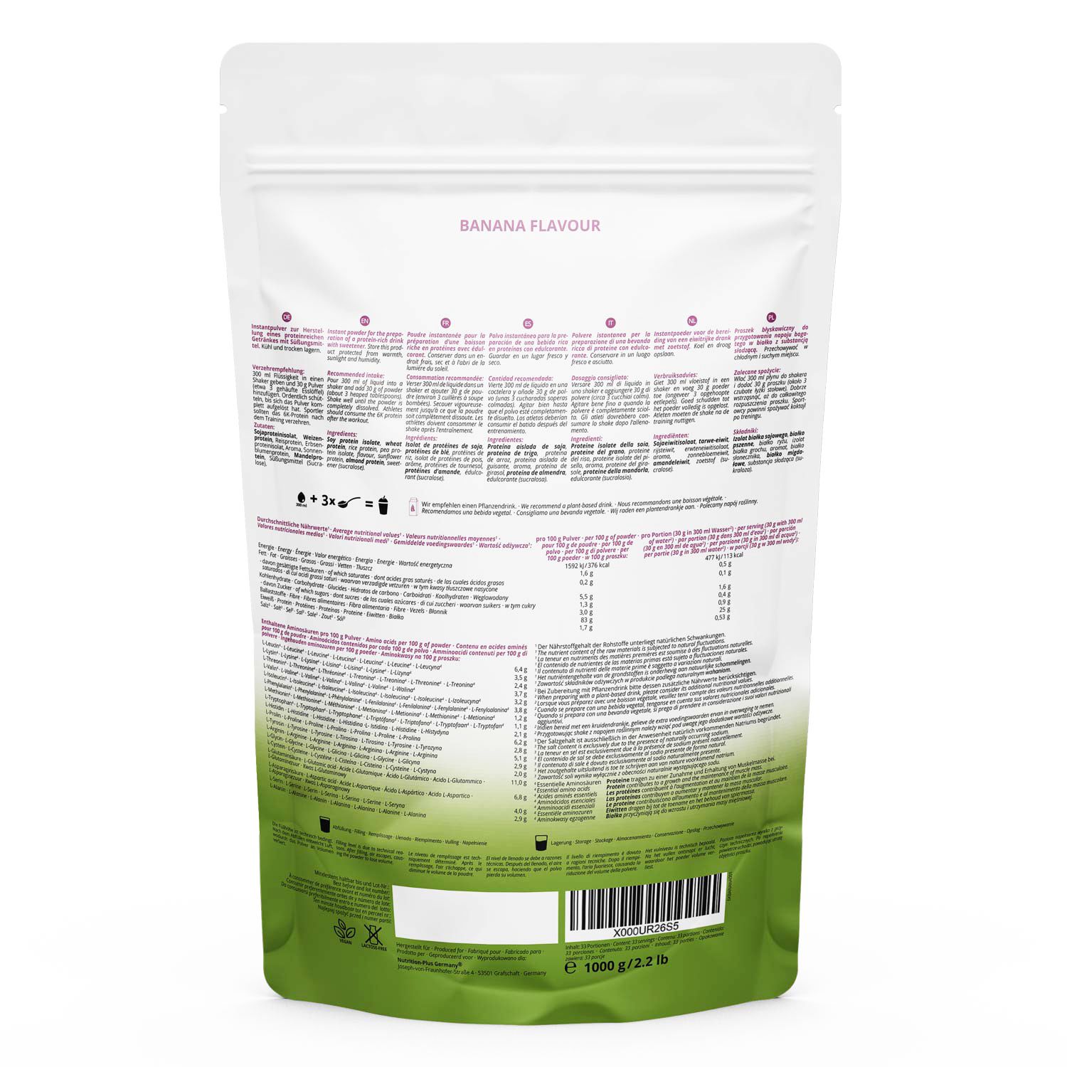 nutri+ 6K Eiweißpulver 1kg - Protein Shake ohne Whey